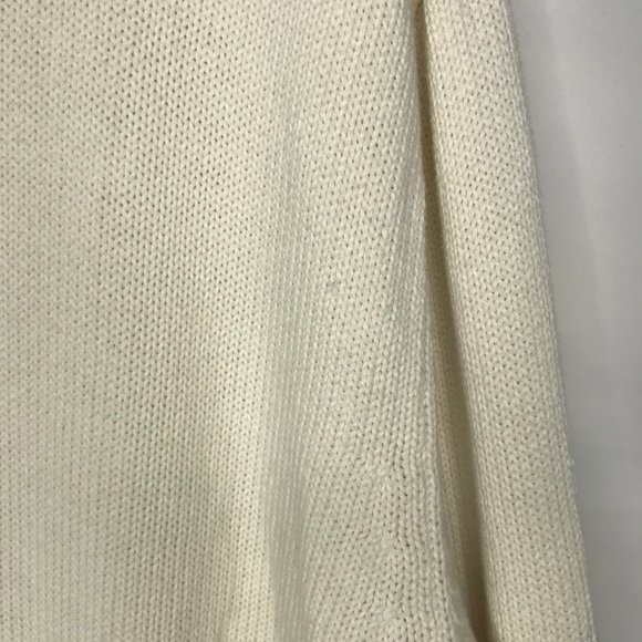 Chaps Men’s Sweater sz XL 100% Cotton Knit Cream Color Crest Classic Pull Over - Picture 4 of 7